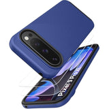 Google Pixel 9 Pro XL Case, Double Layer Drop Protection with 2X Screen Protector, Shockproof Silicone Inner Case & Rugged Outer Cover Phone Case for Google Pixel 9 Pro XL 2024, Blue