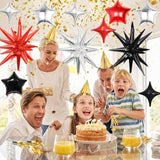 14pc Red, Black & Silver Star Balloon Kit 22" Explosion & 10" Star Foils