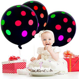 10 Pcs 18 Inch Large Neon Glow Balloons Glow In The Dark Party Supplies Uv Polka Dot Blacklight Fluorescent Reactive Balloons For Birthday Wedding Neon Party Decorations Supplies(Black)
