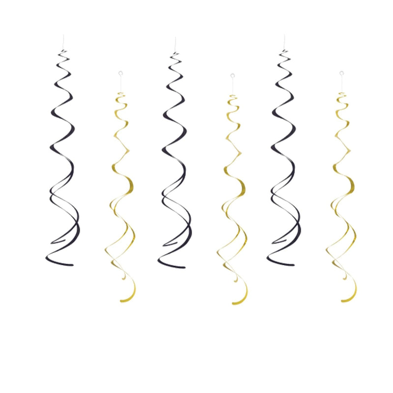 Hanging Swirl Decorations Black And Gold Pack Of 20,Plastic Swirl Part