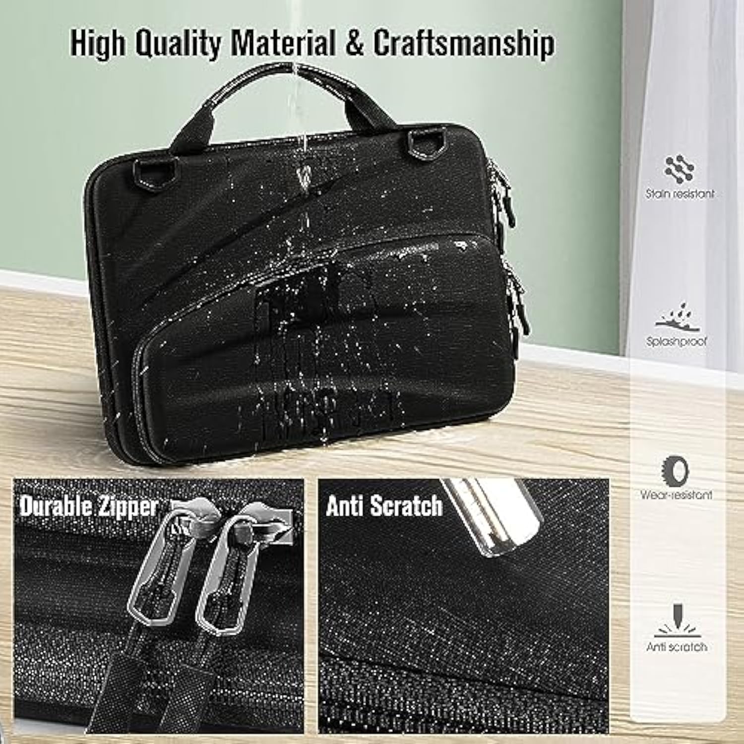 Protective Briefcase Shoulder Bag With Accessory Pouch For Up To 14" Macbook Samsung Dell Acer Asus Lenovo Hp Laptop Notebook Ultrabook