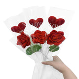 6 Pcs Hand Made Knitted Fake Rose Artificial Flowers For Decoration Crochet Flowers?Flower Bundle Fake Plants Wedding Centerpieces Decorations Mothers Day Mom Gifts For Mom (6, Roses And Love)