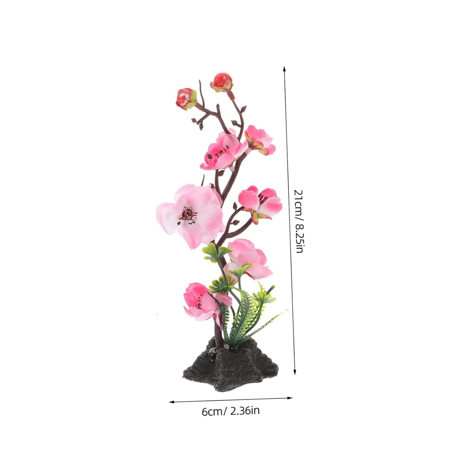 Blossom Platter Decoration Japanese Style Plum Flower Artificial Flowers Table Accent For Home Kitchen Dining And Restaurant Serving 2.36X2.36X8.25 Inches
