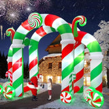 13Ft Christmas Archway Inflatables With Led Light, Giant Xmas Candy Arch Inflatable Stereoscopic Blow Up Christmas Outdo
