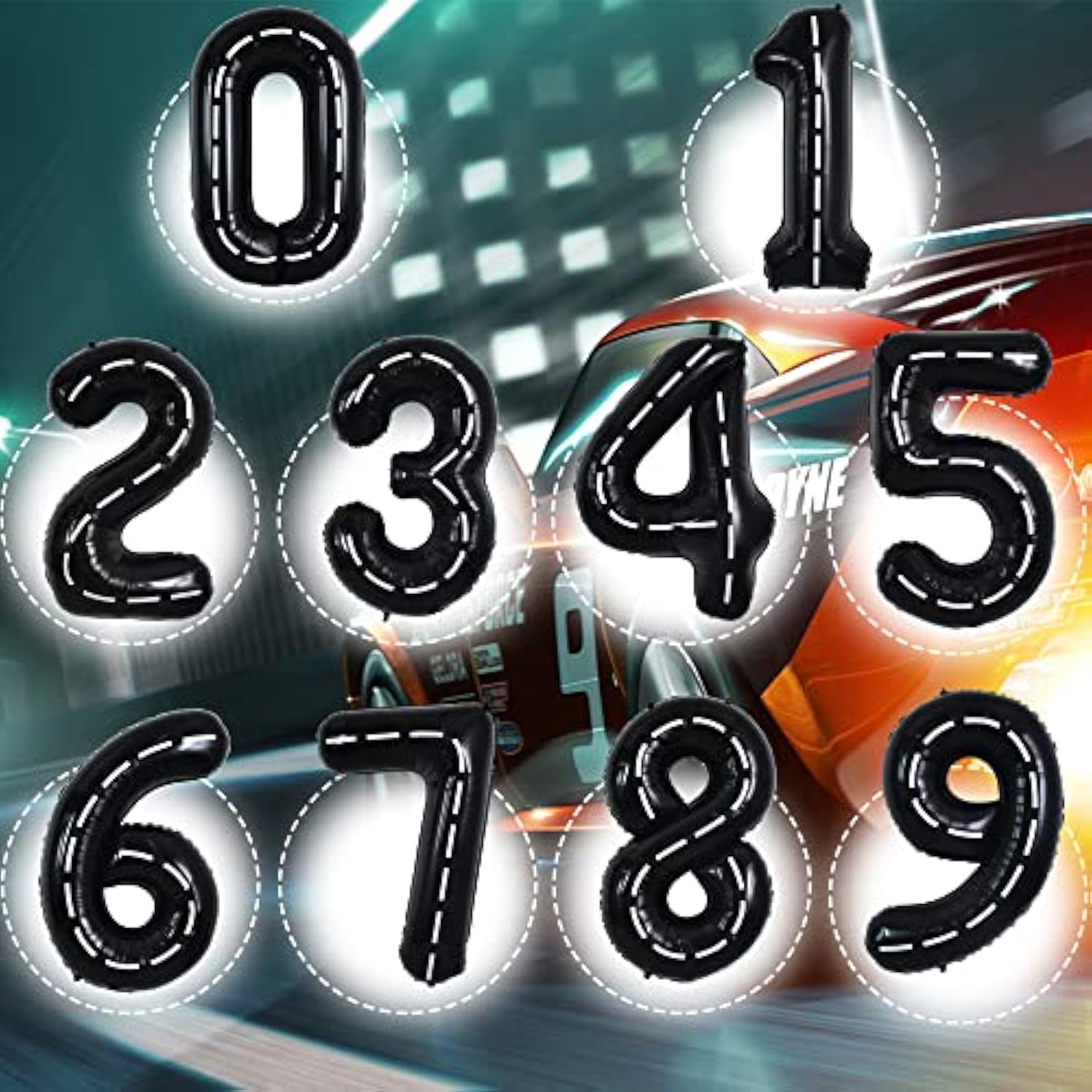 Race Car Black Balloons Car Birthday Party Supplies,40 Inch Giant Jumbo Helium Foil Mylar Big Number 2 Digital 2 Balloons For Boy'S Birthday Party Truck Race Car Theme Party Decorations