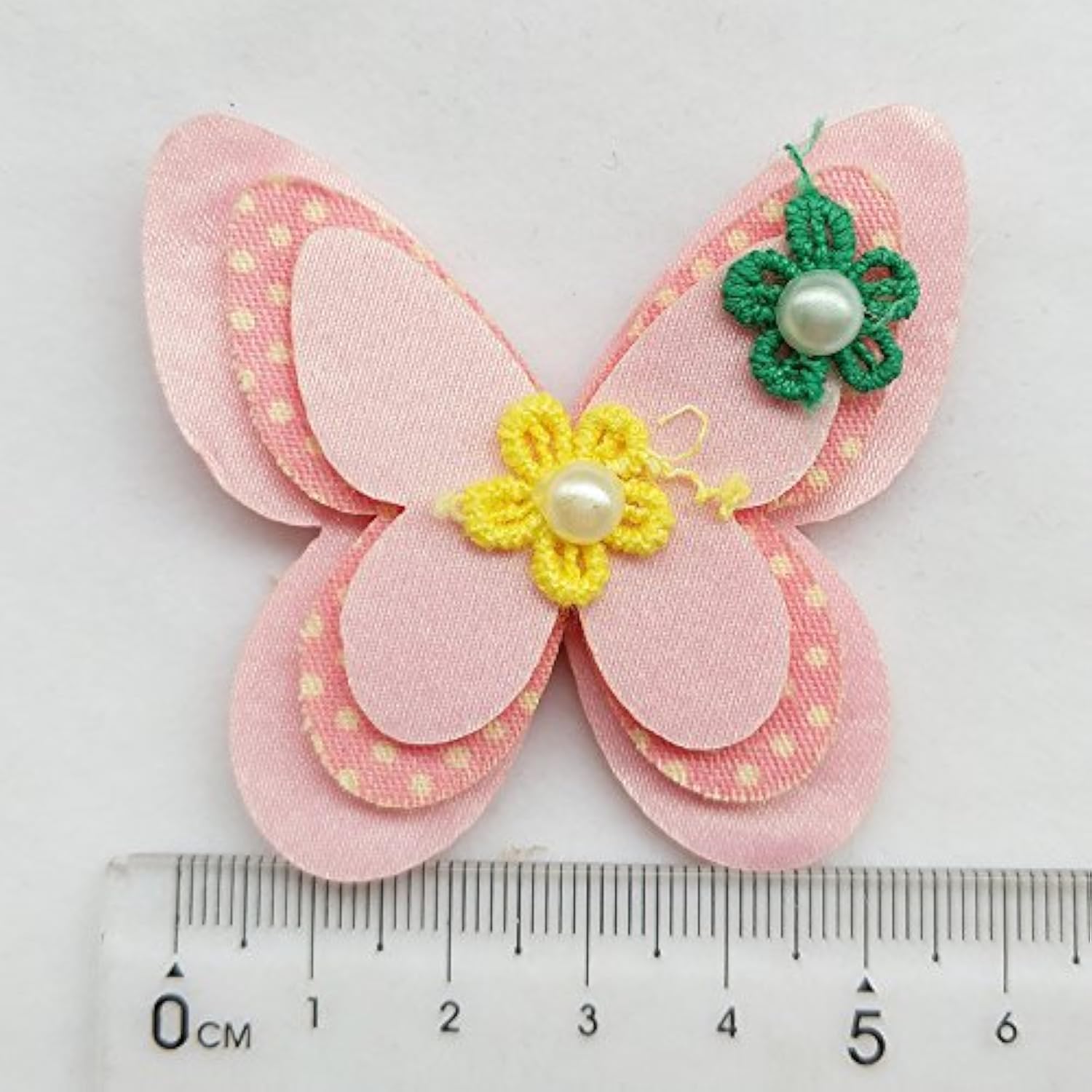 15Pcs New Padded Felt Butterfly Satin Ribbon Flowers Beads Appliques W