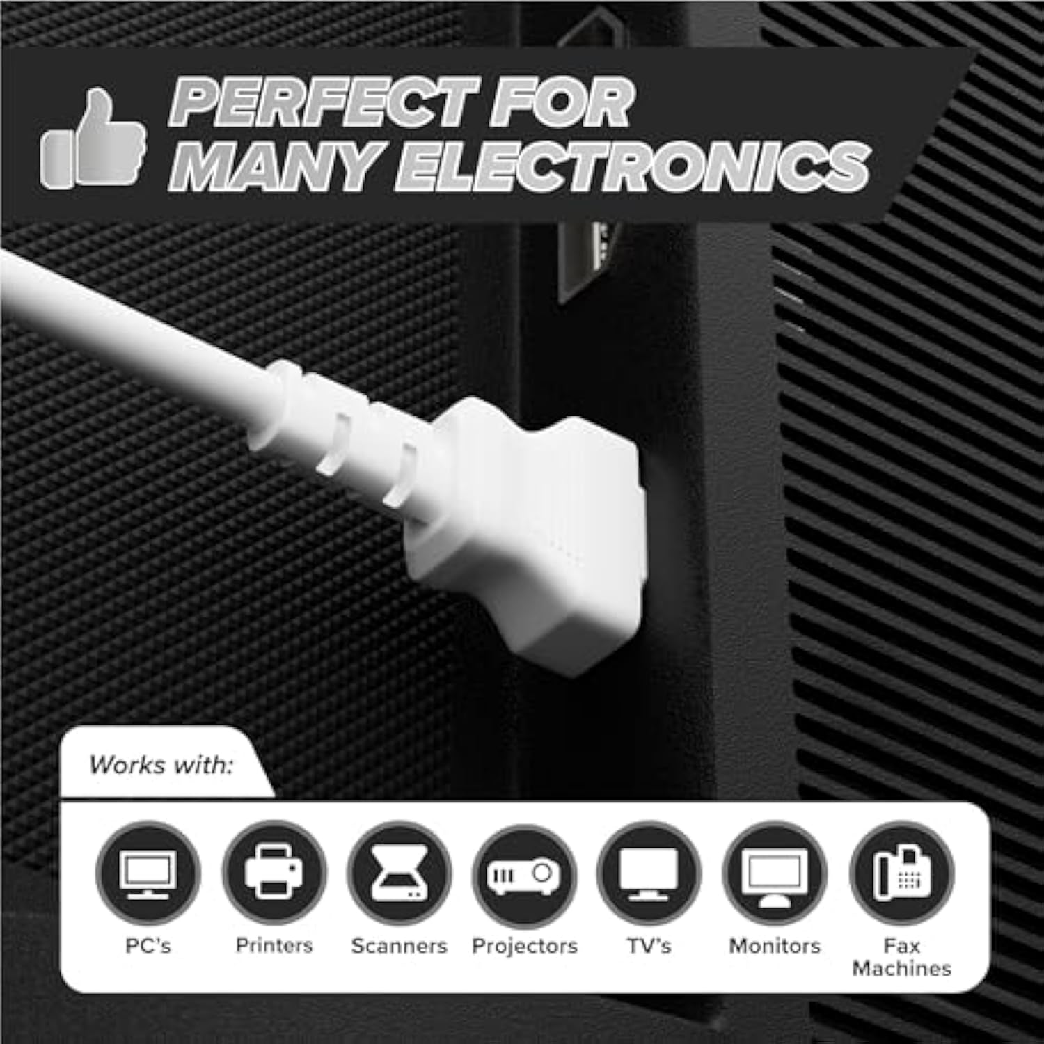 THE CIMPLE CO 10 Feet - 3 Prong AC Power Cable for Computer, Medical, Server, & Desktop - 10 ft Three Prong Power Supply Cord - C13 Power Cord - NEMA 5-15P to C13 / IEC 320-10 Foot (3 Meter), White