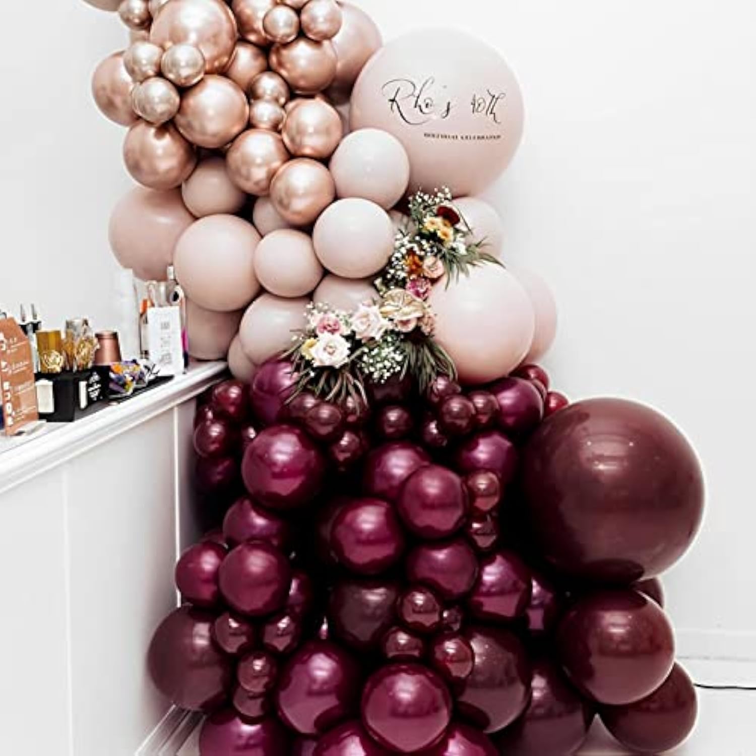 130PCS Burgundy Balloon Set – 18", 12", 10", 5" Wine Red Balloons for Weddings & Parties