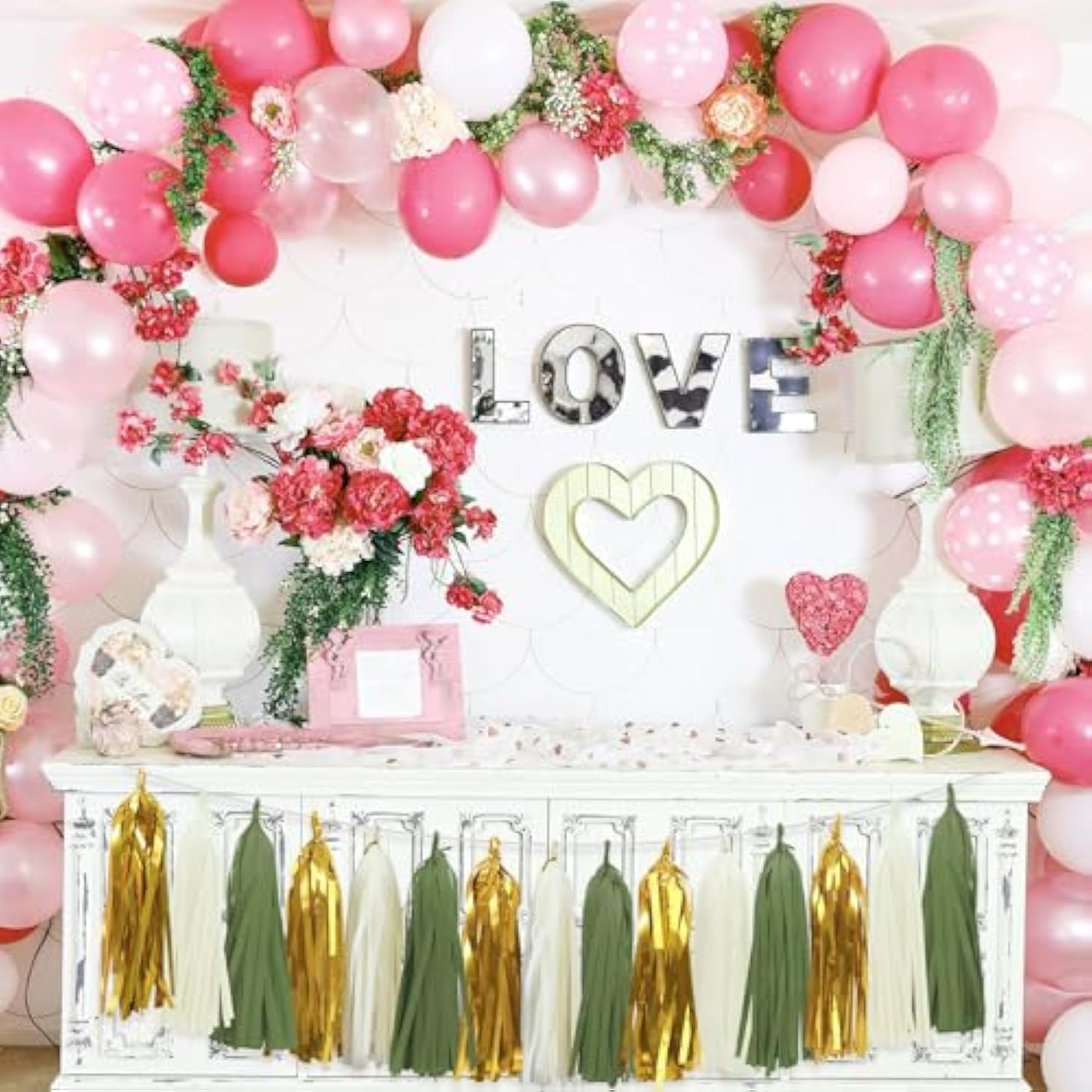 Happy Birthday Decorations - Gold Happy Birthday Banner And Paper Tassel Garland For Sage Green Birthday Party Decorations