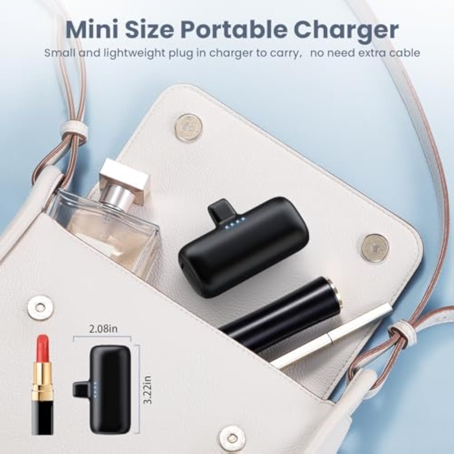 Mini Portable Charger Usb C Power Bank,5200Mah 15W Pd Phone Charger For Iphone,Ultra-Compact Plug In Battery Pack Compatible With Iphone 16/16Plus/15/15Plus/15Pro Max,Galaxy S25/S24,Ipad,Android Etc