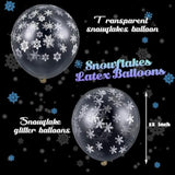 72 Pieces Winter Clear Snowflake Balloons Transparent Snowflakes Balloon Glitter Confetti Balloon 12 Inch Clear Latex Balloons Wonderland Decorations For Christmas Birthday Party