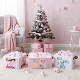 6 Pack Pastel Christmas Storage Bin Collapsible Large Christmas Storage Baskets For Gifts Canvas Laundry Basket Foldable Box With Handle For Office Home Bedroom Clothes