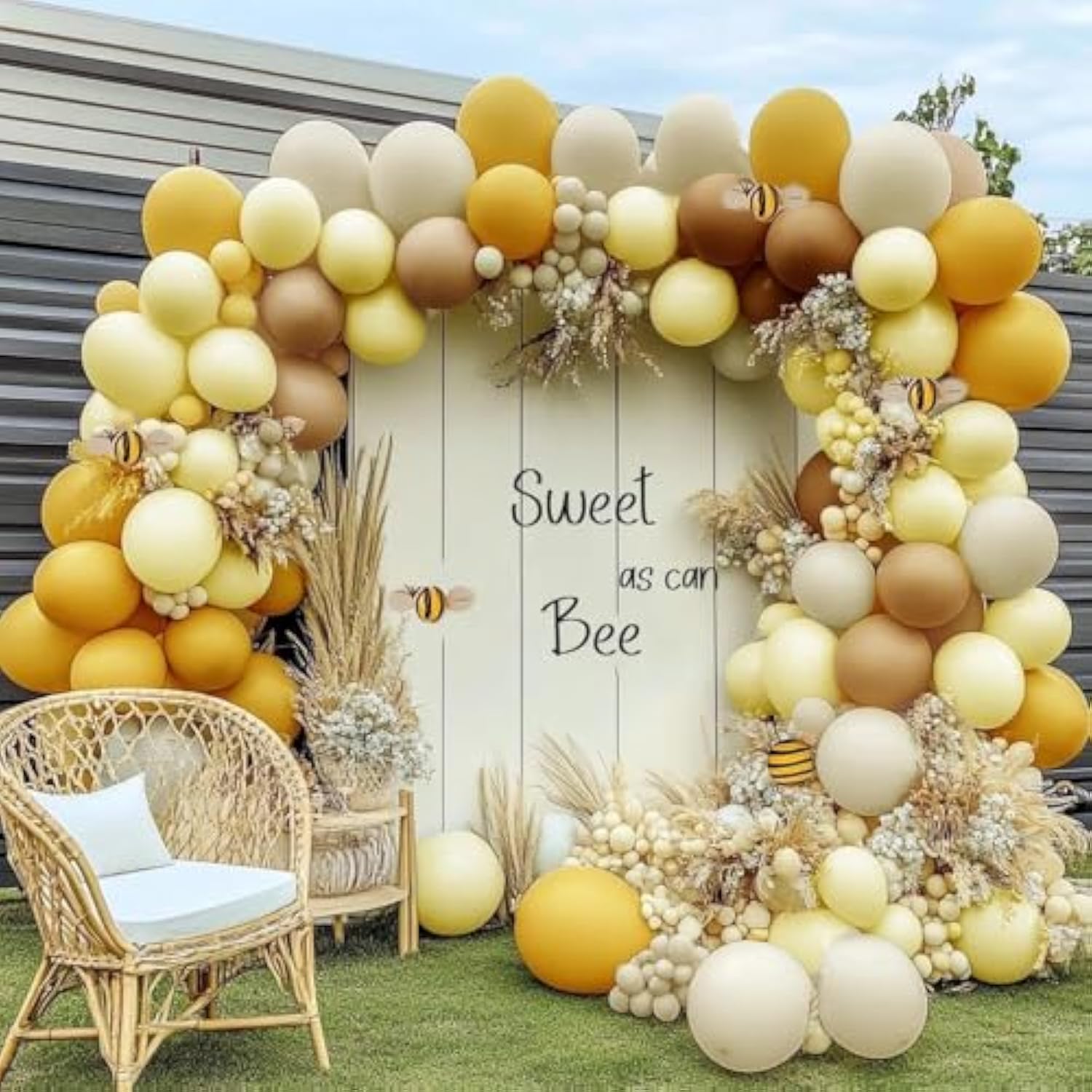 Balloon Garland Arch Kit Yellow Blush White Sand Brown Balloons Double Stuffed Mustard Yellow Different Sizes For Neutral Baby Shower Wedding Birthday Fall Party Decorations