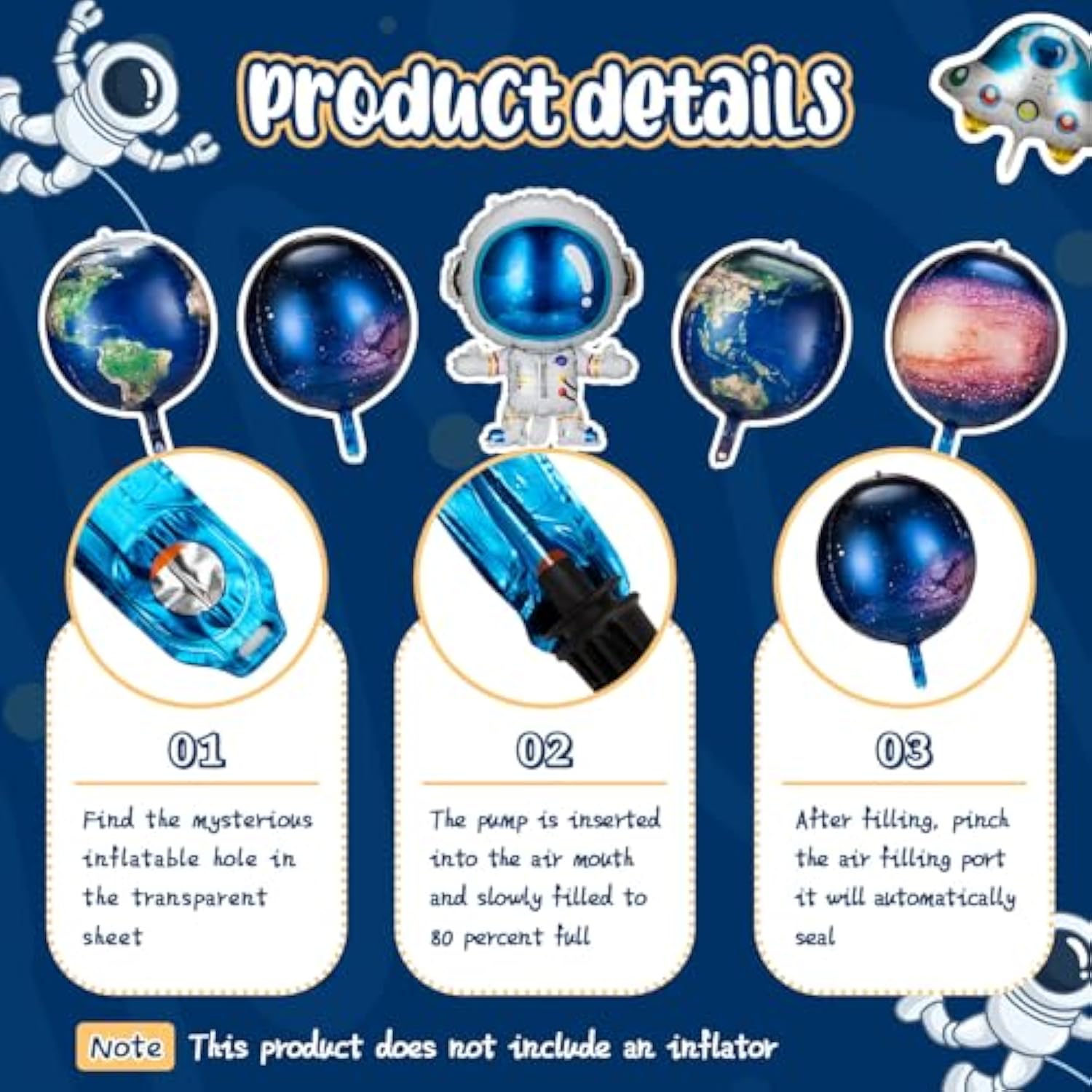 8 Pieces Outer Galaxy Space Balloons Large Inflatable Rocket Astronaut Earth Spaceship Planet Balloons Space Themed Party Supplies For Galaxy Birthday Party Photo Booth