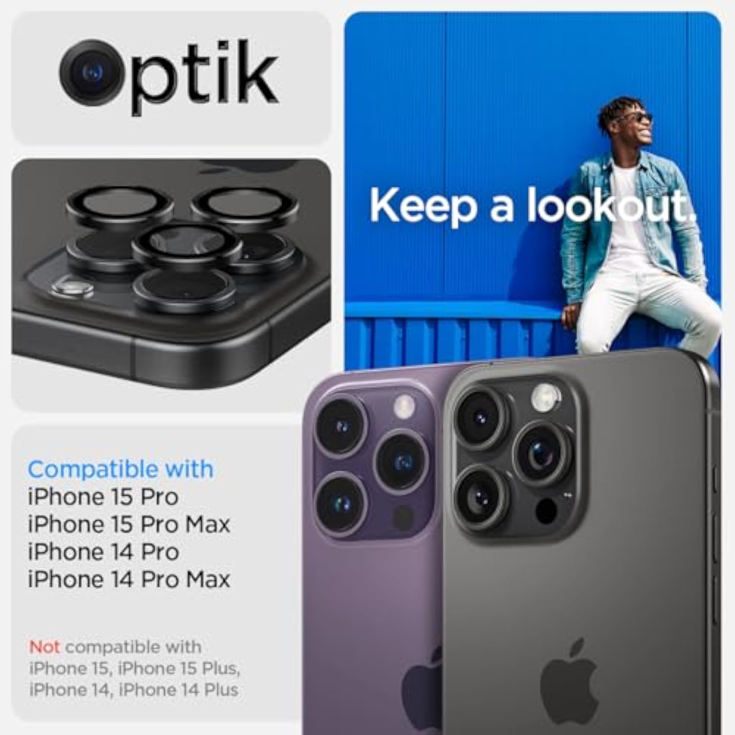 Spigen Camera Lens Screen Protector [GlasTR EZ Fit Optik Pro] Designed for iPhone 14 Pro Max/iPhone 14 Pro [Case Friendly] - Black [2 Pack]