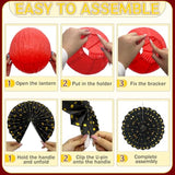 14-Pack Red Black Gold Party Decorations Lanterns Fans for Casino Hollywood Party