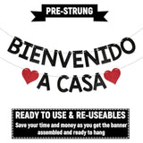 Bienvenido A Casa Banner - Spanish Welcome Home Banner, Welcome Home Decorations, Homecoming Party Decorations Black Glitter