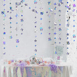 Iridescent Number 16 Circle Dot Twinkle Star Garland Kit Metallic Hanging Streamer Bunting Banner Backdrop Decorations For Girls 16Th Birthday Sweet Sixteen Wedding Anniversary Bridal Shower Party