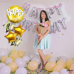 , Gold Happy Birthday Balloon Set - 23 Inch, Big, Pack Of 5 | Happy Birthday Mylar Balloons, Golden Birthday Balloons | Gold Party Decorations, Golden Happy Birthday Decorations