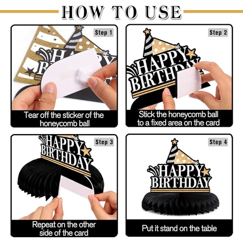 Happy 21st Birthday Decorations,21st Bday Gold Glitter Shiny Stand Honeycomb Table Centerpieces - Cheers to 21 Years Old Birthday Party Photoprop Gift Sign.