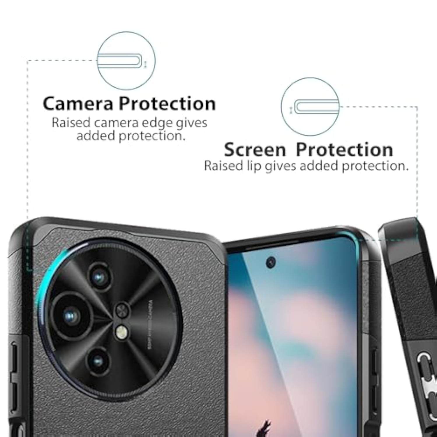 Compatible For Tcl 50 Xl 5G Case, Tcl 60 Xl Nxtpaper 5G Case, With Tempered Glass Screen Protector, Dual Layer Hybrid Magnetic Support Shockproof Heavy Duty Cover Phone Case (Black)