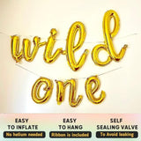 Wild One Cursive Letter Balloons - First Birthday Decorations For A Baby Boy & Baby Girl Party Supplies | Gold Wild One Balloon Sign Banner In Script Letters (Cursive Gold)