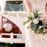 Pre-Strung Just Married Banner - No Diy - Gold Glitter Wedding Party Banner In Script - Pre-Strung Garland On 6 Ft Strand - Gold Wedding Reception Party Decorations & Decor. Did We Mention No Diy