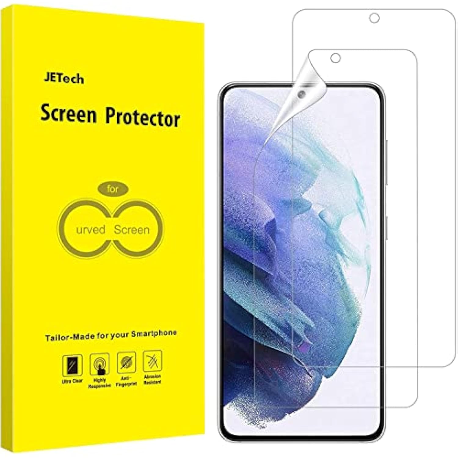 JETech Screen Protector Compatible with Samsung Galaxy S21 5G 6.2-Inch, HD Clarity, Flexible TPU Film Compatible with Fingerprint Sensor, 2-Pack