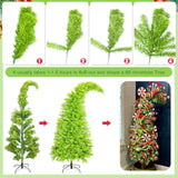 Bendable Christmas Tree Whimsical Christmas Pre-Lit Lime Green Stole Bent Top Artificial Xmas Tree Decorations With Led Lights Ornament Bag(7.5Ft)