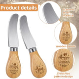 10 Pcs Christmas Cheese Spreader Knives 5.1 Inch Stainless Steel Butter Spreader Knives With Wooden Handle For Christmas Decoration Charcuterie Board Cheese Condiments