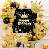Gold Crown Foil Balloons for Royal Party, King & Queen Birthday, Wedding, or Baby Shower