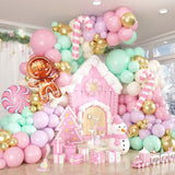 Christmas Balloon Garland Kit Gingerbread Arch with Pastel Metallic Balloons