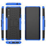 For Lg Velvet Case,With Hd Screen Protector, [Shockproof] Tough Rugged Dual Layer Protective Case Hybrid Kickstand Cover For Lg Velvet 5G (Blue)