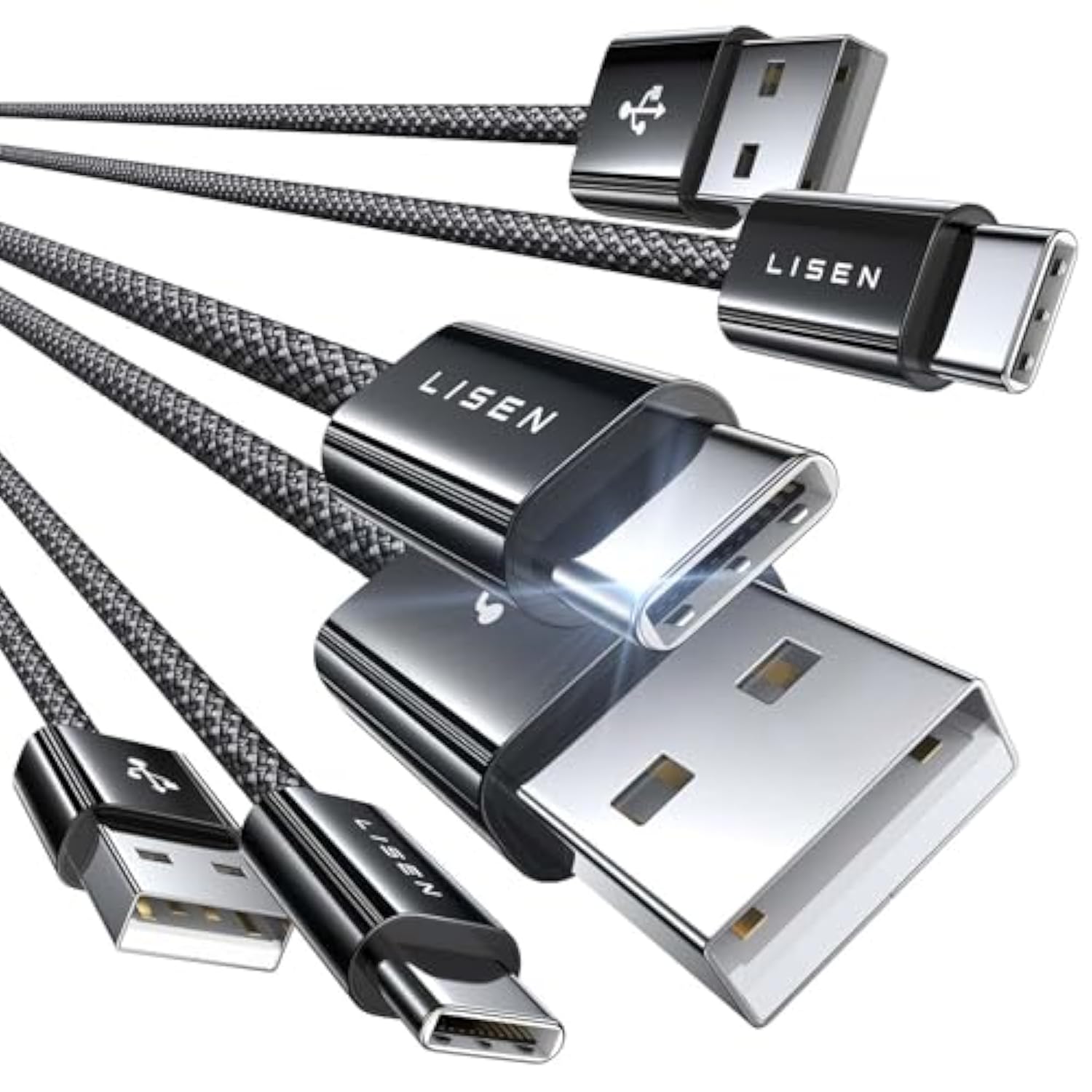 Usb C Cable, 3-Pack [3.3+3.3+6.6Ft] 3.2A Type C Charger Fast Charging For Ipho