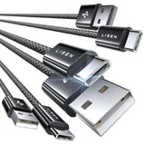 Usb C Cable, 3-Pack [3.3+3.3+6.6Ft] 3.2A Type C Charger Fast Charging For Ipho