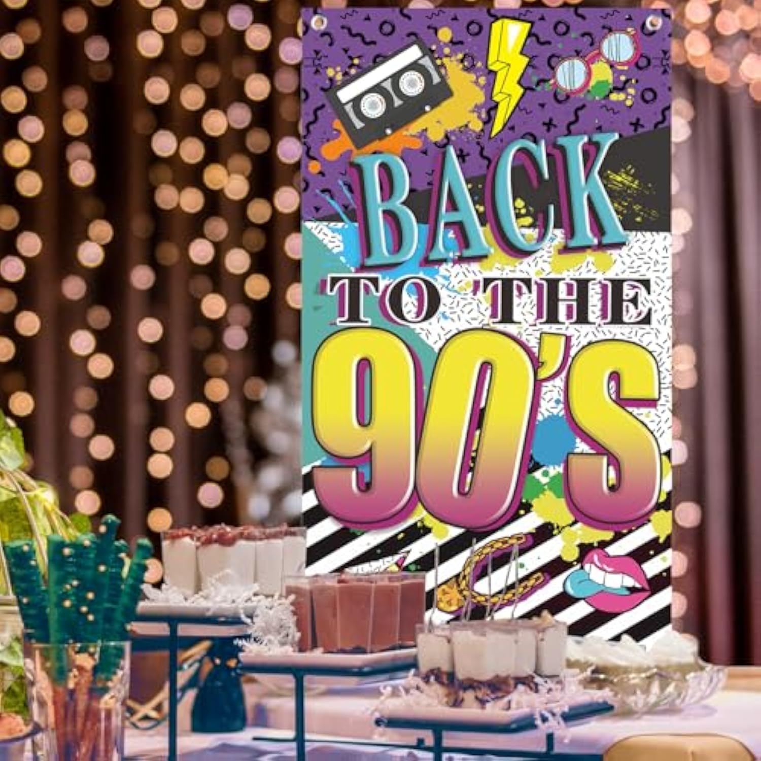 90s Themed Door Banner, Graffiti Backdrop for Hip Hop Party & Photo Booth Decor