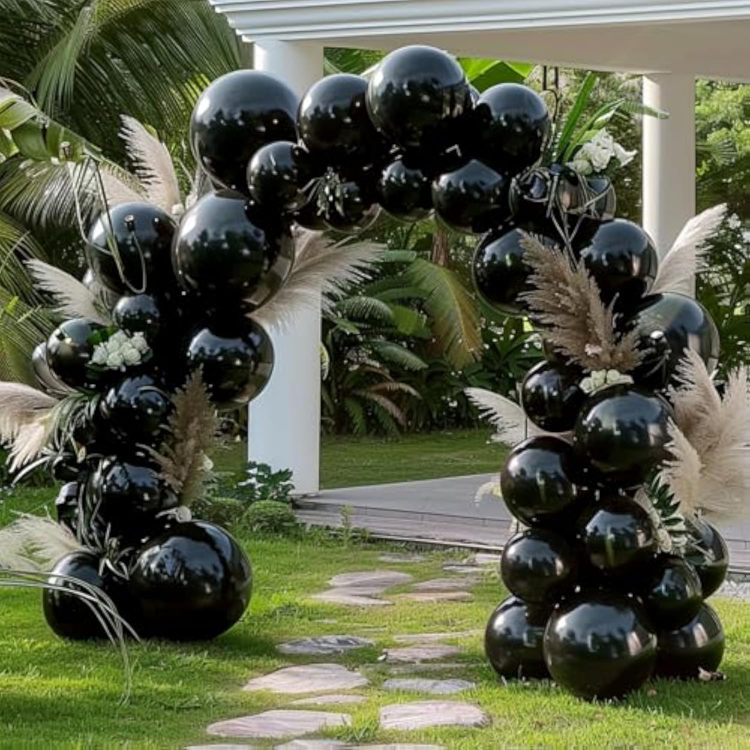Double Stuffed Black Balloon Arch Kit Various Sizes for Party Decorations