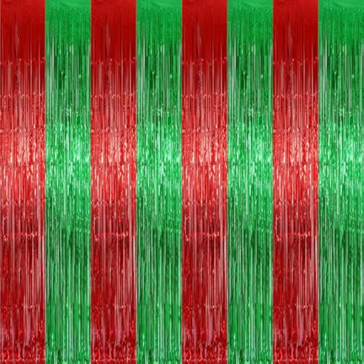 2-Pack Christmas Metallic Foil Fringe Curtains 3.2x9.8 ft for Party Backdrops
