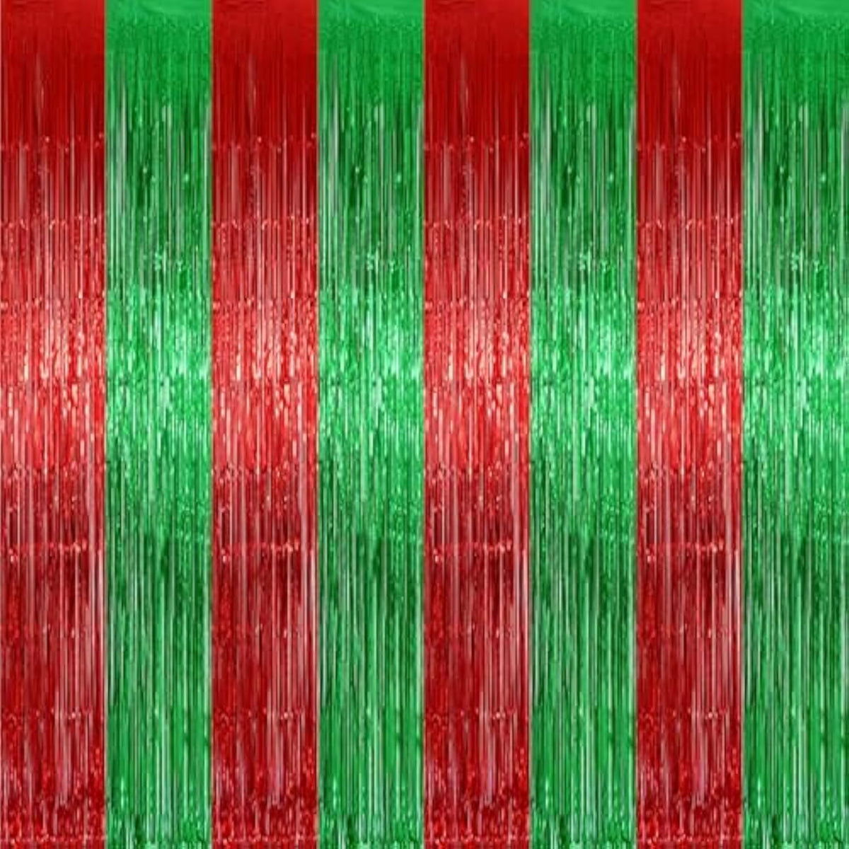 2-Pack Christmas Metallic Foil Fringe Curtains 3.2x9.8 ft for Party Backdrops