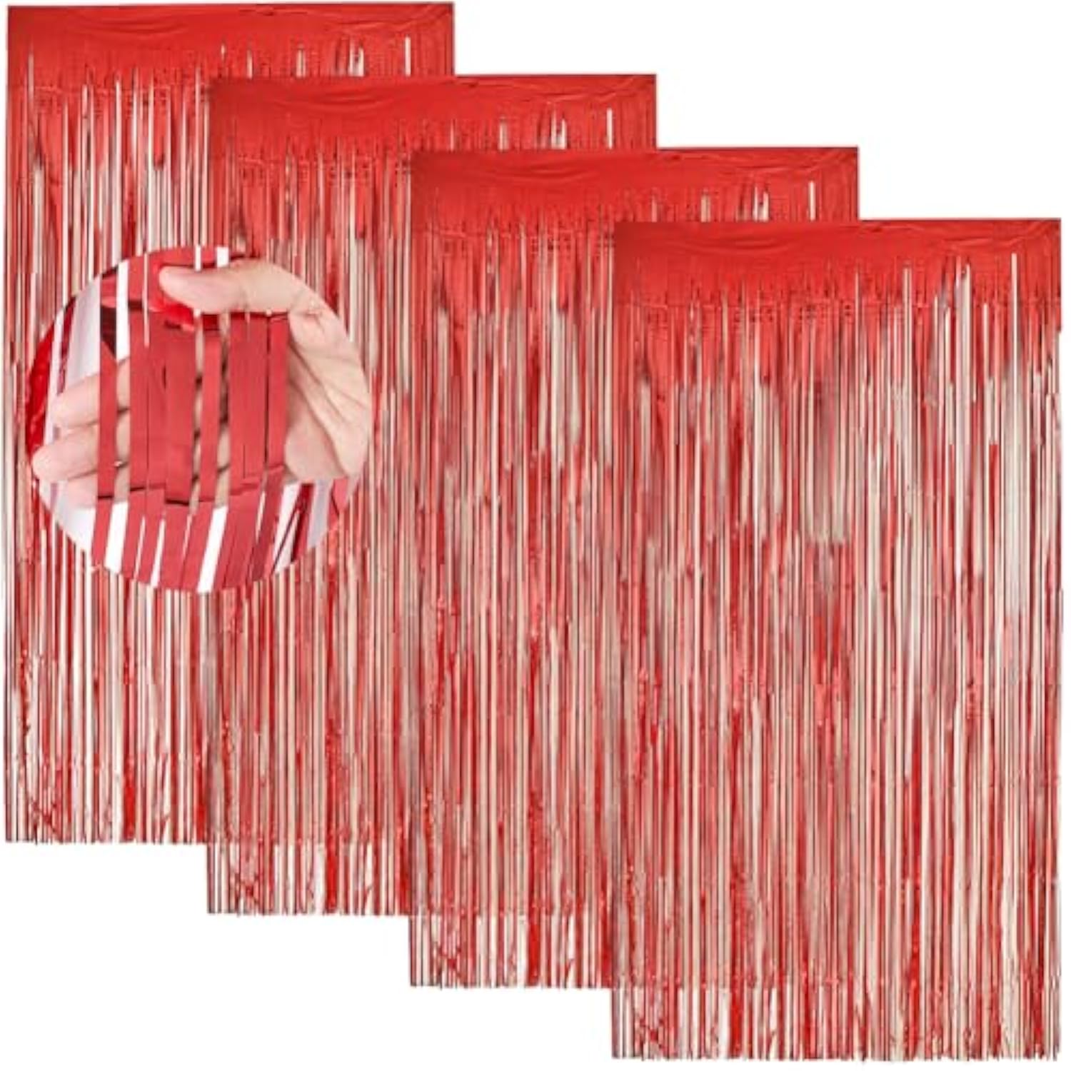 4 Pack Red Streamers Party Backdrop 3.28 Ft X 6.56 Ft Fringe Curtains Photo Booth Props For Birthday Wedding Engagement Bachelorette Christmas Holiday Celebration Party Decorations