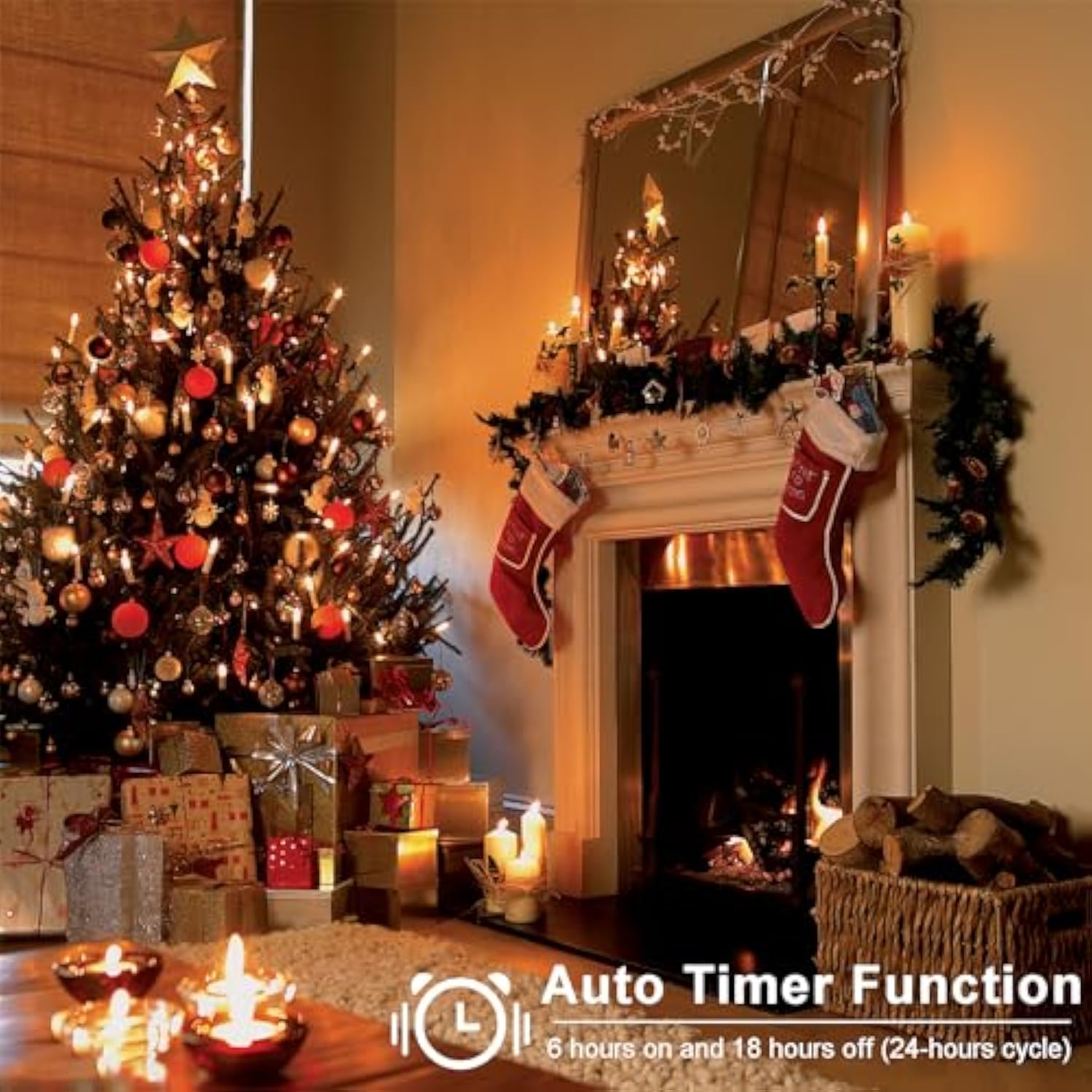 20Ft 30 Led Candle String Lights Battery Operated Clip On Flameless Candle Lights For Christmas Tree Light With Auto Timer 8 Modes For New Year Wedding Garden Decoration (Warm White)