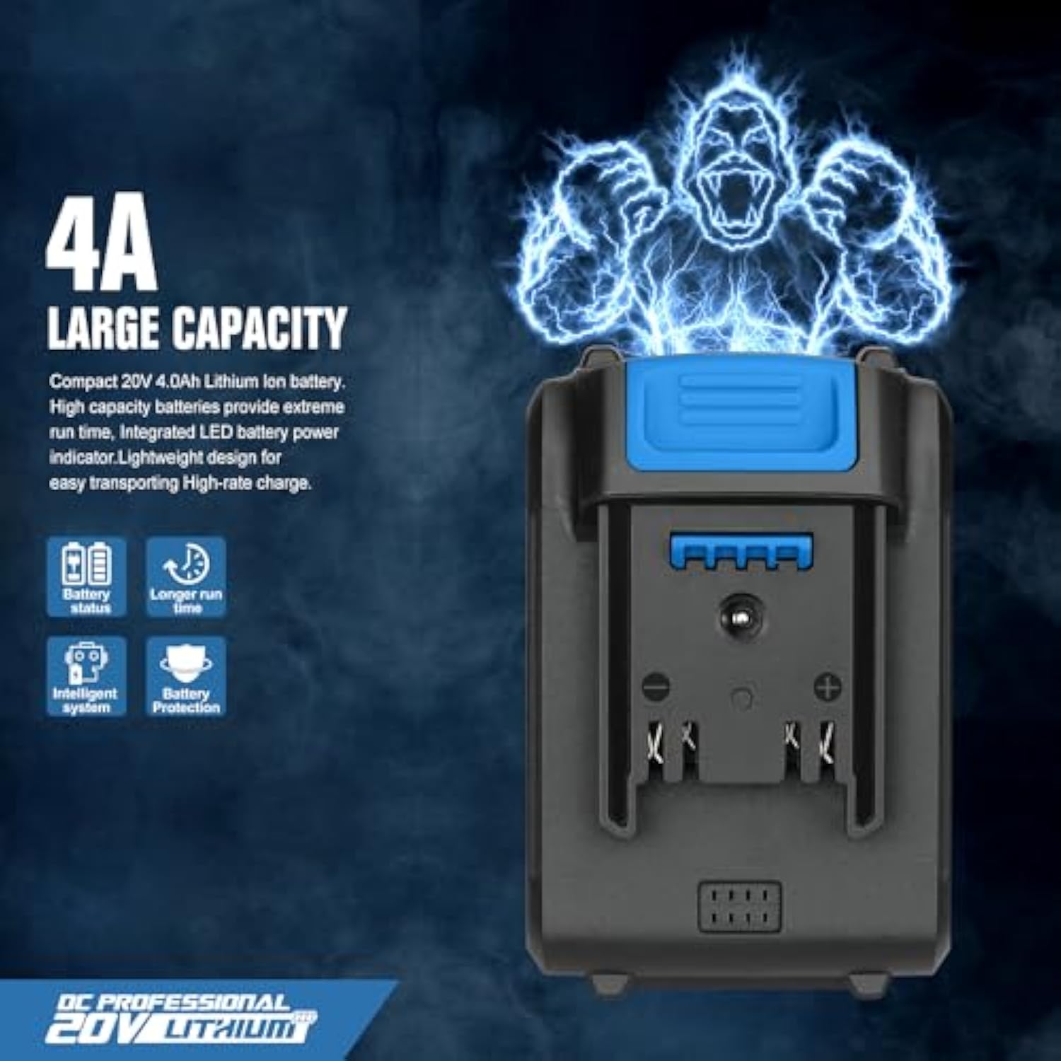 Dc-20V 4.0Amp Battery Pack, Replacement Battery Cordless Drill & Power Tools