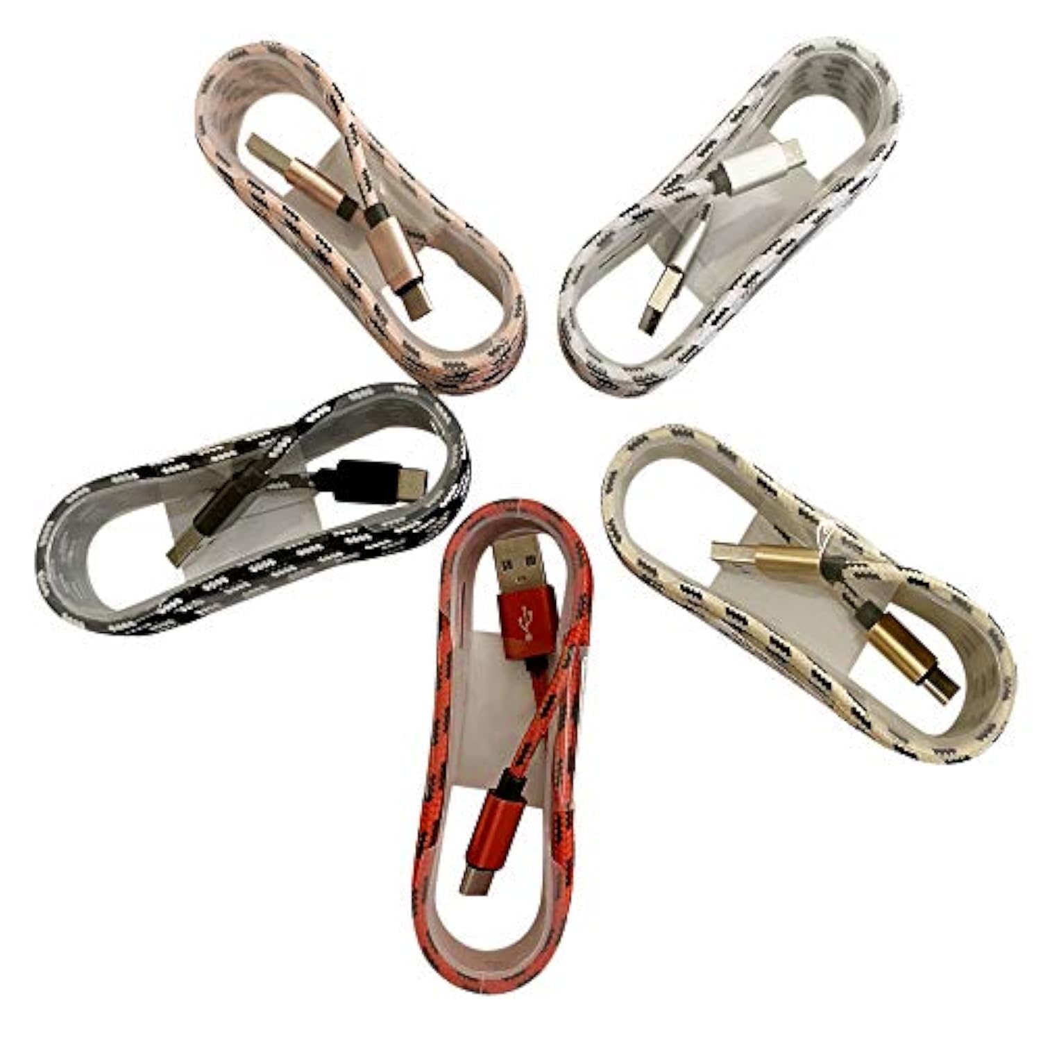 (50 Packs) Usb Type C Cables Nylon Braided Charging Cable For Android Phone Chargers (5Ft/1.5M) Usb-C Sync Compatible Wholesale Bulk Lot