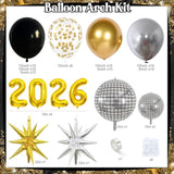 2026 Black Gold Balloon Garland Arch Kit with Disco Star Balloons for Party Decor