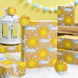 Kraft Baby Shower Wrapping Paper, Recyclable Sunshine, Cloud & Heart Design Baby Gift Wrap Paper For Children Birthday, Party, Holiday, Cute Wrapping Paper Mini Roll (17 Inch X 33 Feet)