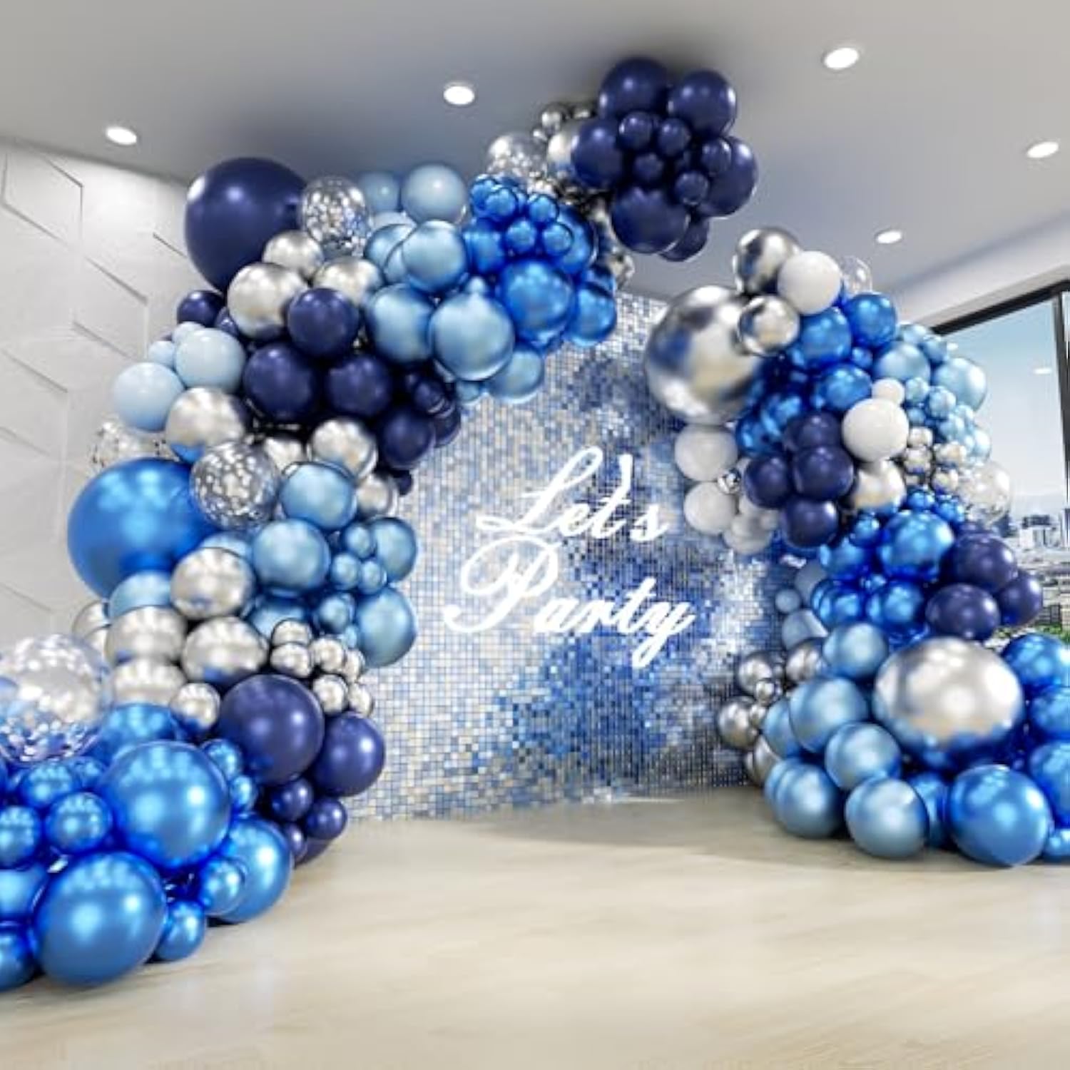134Pcs Blue Balloon Arch Kit, Blue Balloon Garland With Blue And Silver Balloons For Wedding Baby Shower Graduation Birthday Party Decorations