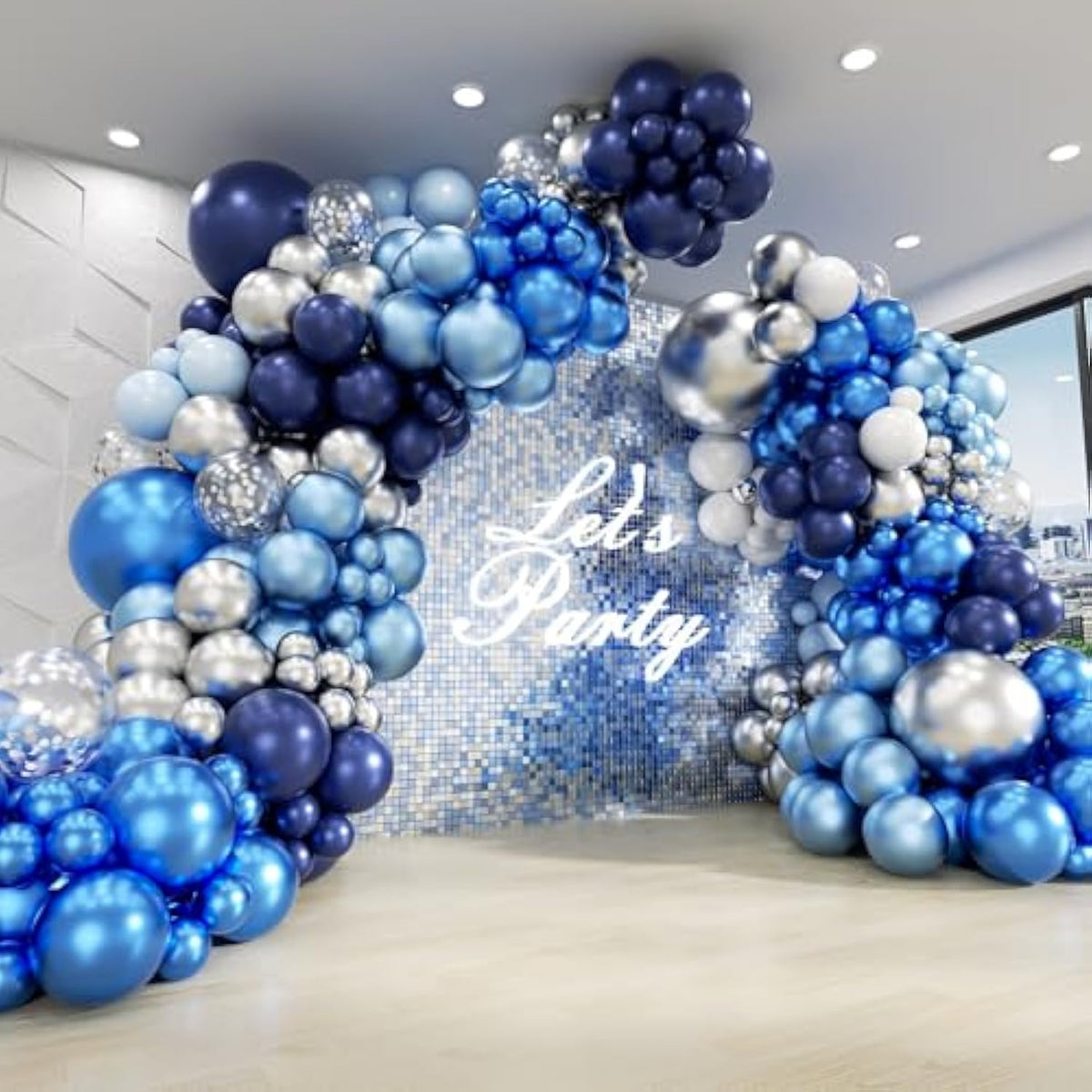 134pcs Blue & Silver Balloon Garland Kit Party Arch Decor for Birthday, Baby Shower, Wedding