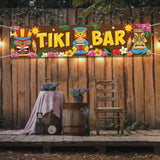 Hawaiian Luau Tiki Bar Banner - Tropical Aloha Scene Setter (15.7x72 Inch)