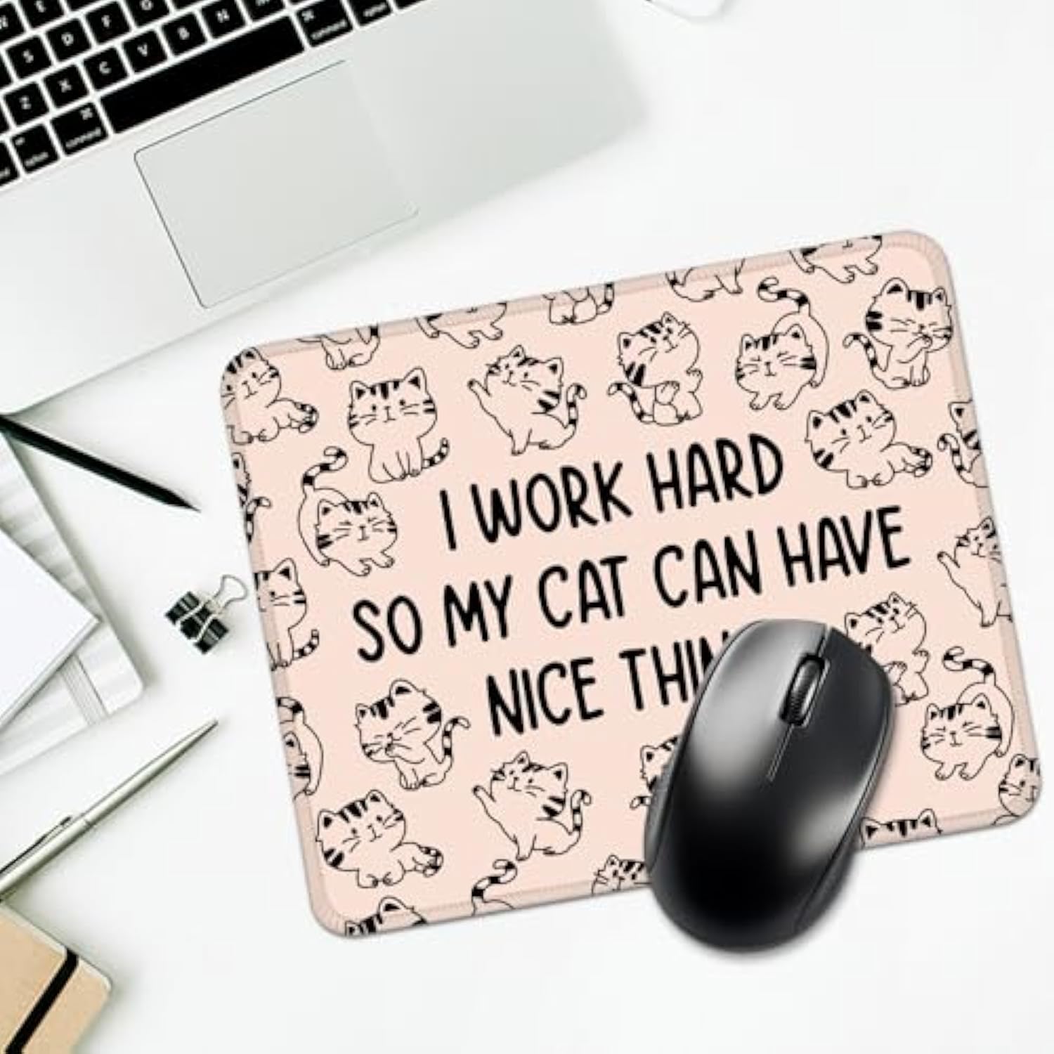 I Work Hard So My Cat Can Have A Nice Things Rectangular Mouse Pad, Funny Cat Mouse Pads For Desk, Cat Lover Desk Accessories, Cute Office Gifts For Cat Mom Friend Coworkers
