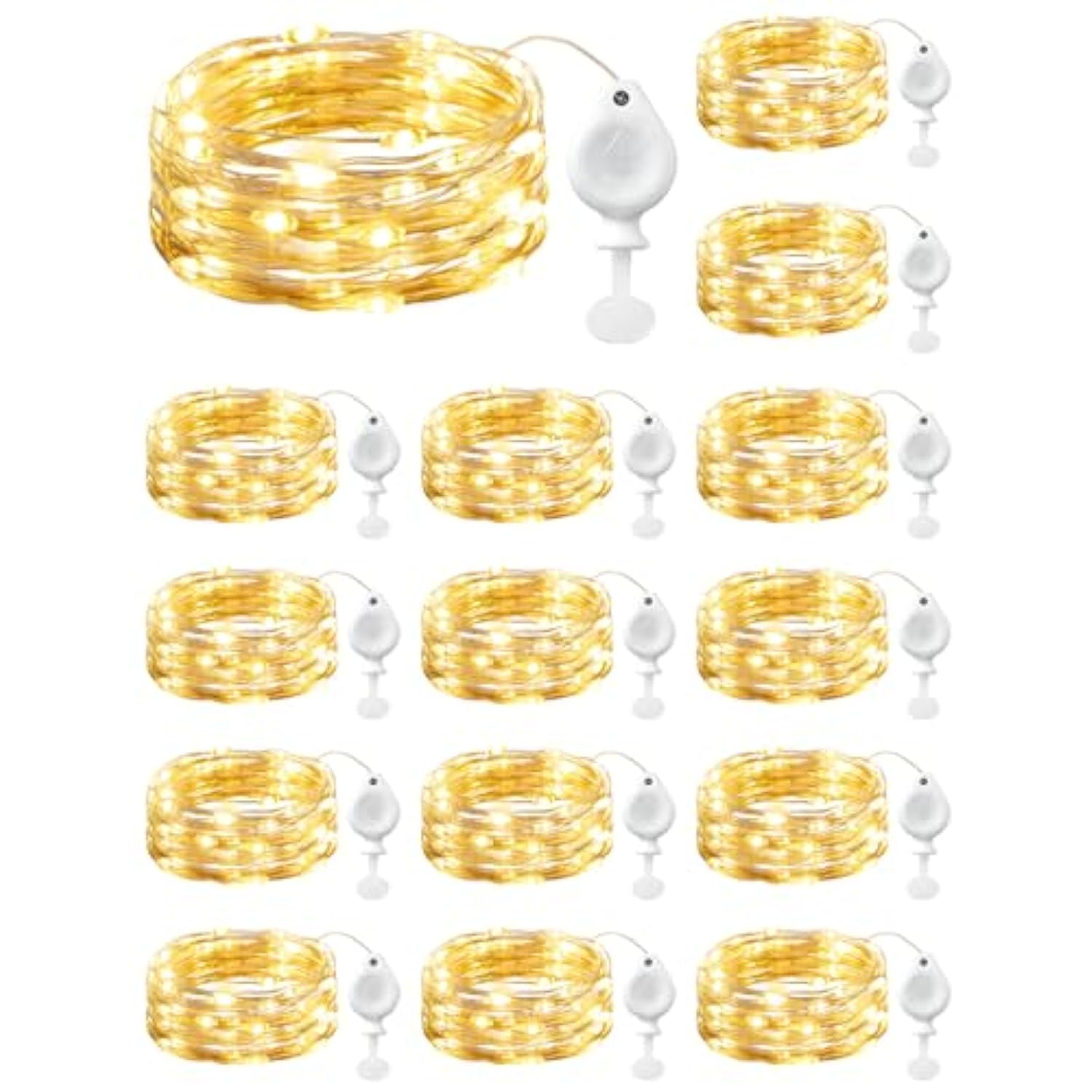 14 Pack Led Fairy Lights Battery Operated String Lights, 7Ft 20Led Waterproof Silver Wire String Lights, Firefly Starry